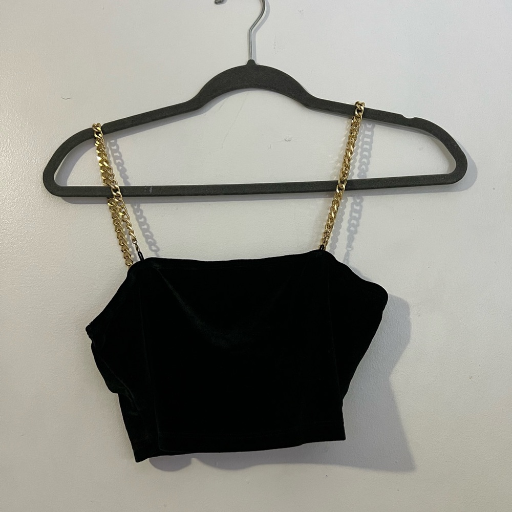 SHEIN chain strap velvet cami top